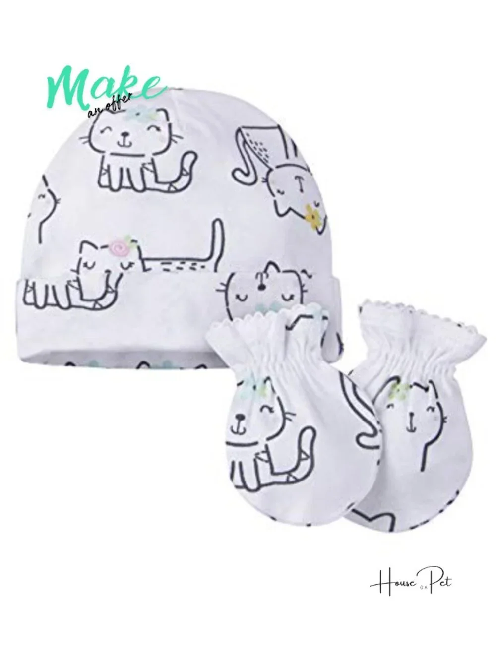 Cotton Rib 12-Piece Baby Cap and Mitten Set